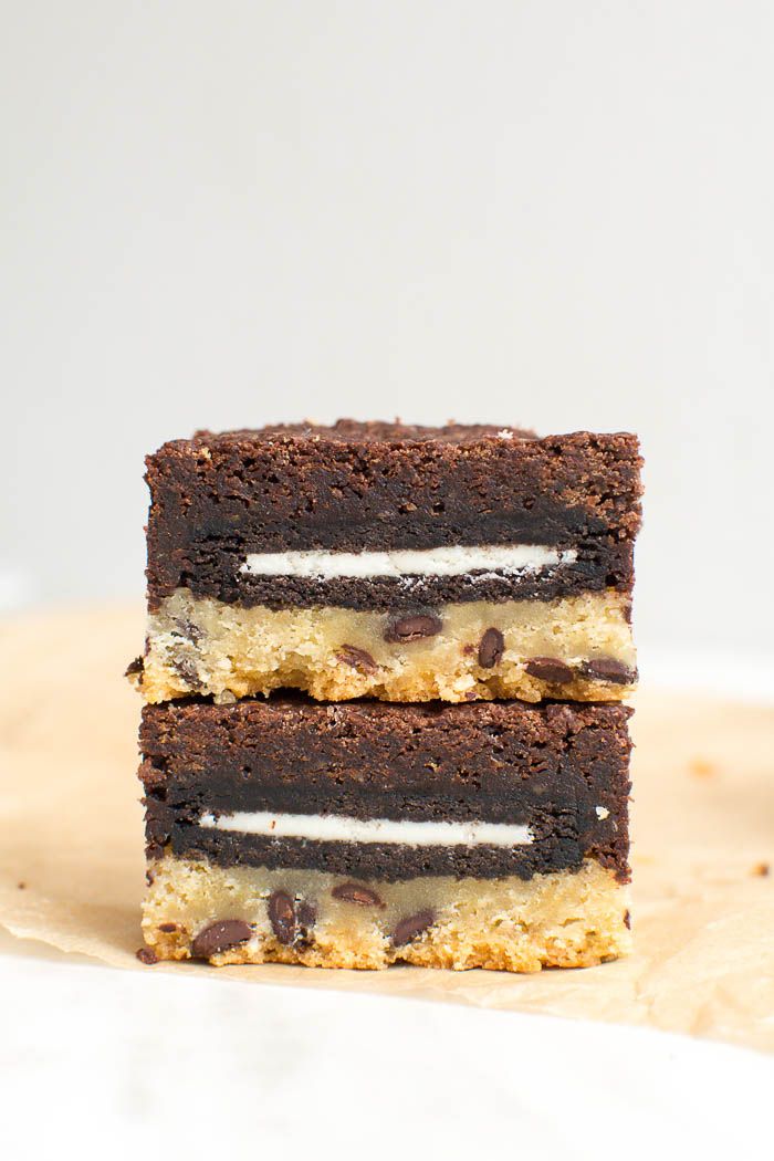 Vegane Slutty-Brownies (Cookies + Oreos + Brownies)