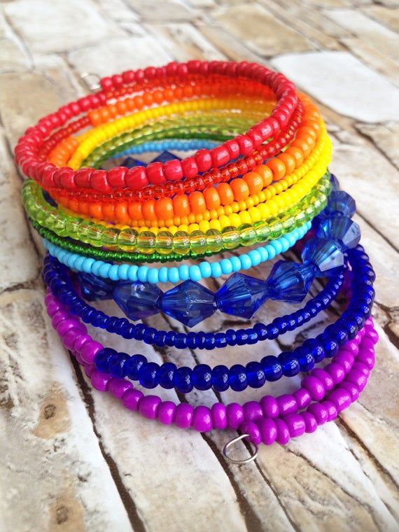 Love and Pride Memory Wire Bracelet LGBTQ Jewelry Boho Bracelet Pride Jewelry Rainbow Bracelet Memory Wire Cuff Wrap Bracelet
