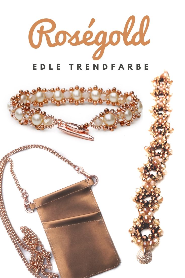 rosegold Edles Armband mit Strass Kreuz