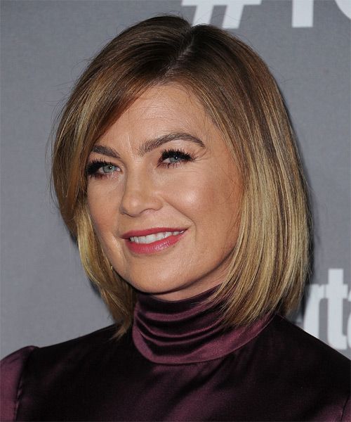 Ellen Pompeo Bob Hairstyle Medium Straight Casual Dark Blonde Blonde Pixie Dark Blonde Bobs