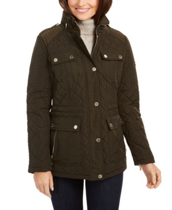 Michael Michael Kors Hooded Quilted Anorak Coat, Created for Macy's - Dark M...