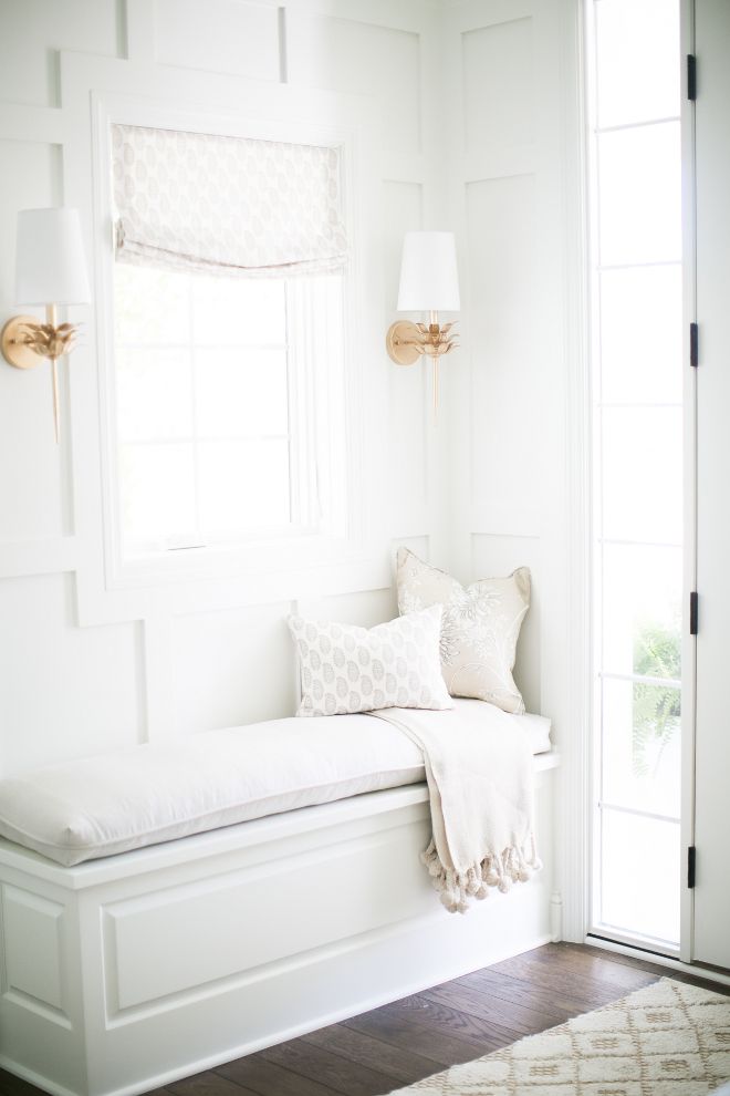 Best 25+ Foyer Bench Ideas Only On Pinterest Foyer Ideas, Bench Gorgeous white foyer features a white built-in wainscoted bench fixed against a white wall accented with a white decorative trim mounted framing a window ... - Best 25+ Foyer Bench Ideas Only On Pinterest Foyer Ideas, Bench