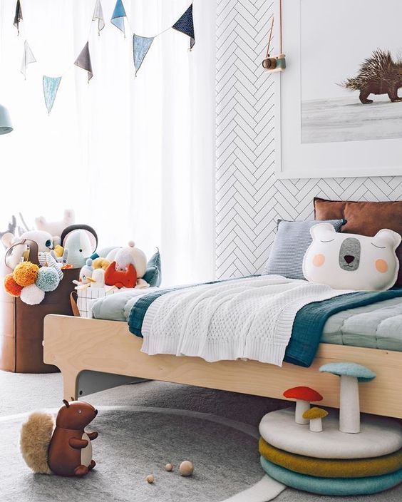 Scandi inspired kids bedroom by Oh.Eight.Oh.Nine. Bed, from Urban Baby; rug and ...