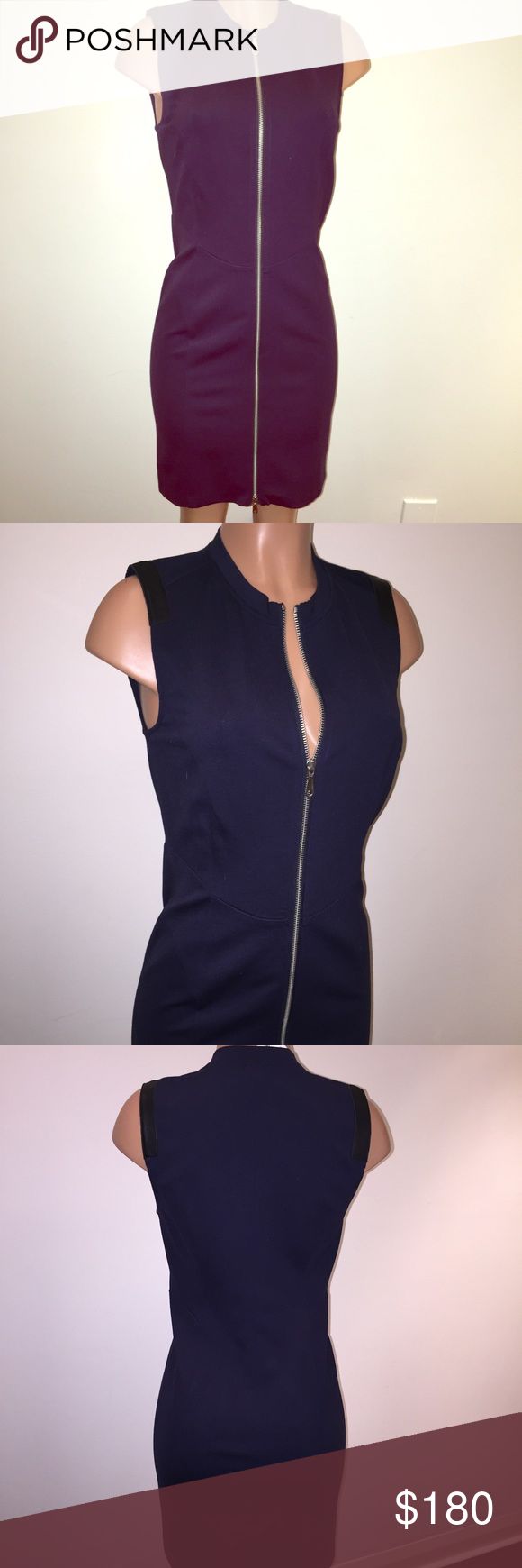 Navy blue classic sleeveless dress/leather detail REBECCA MINKOFFsize 6 navy blu… Navy blue classic sleeveless dress/leather detail REBECCA MINKOFFsize 6 navy blu…
