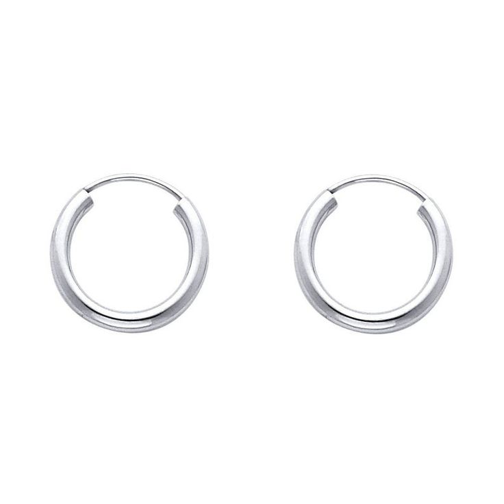 14k White Gold 2mm Thickness Endless Hoop Earrings 15 x 15 mm 14k White Gold 2mm Thickness Endless Hoop Earrings 15 x 15 mm