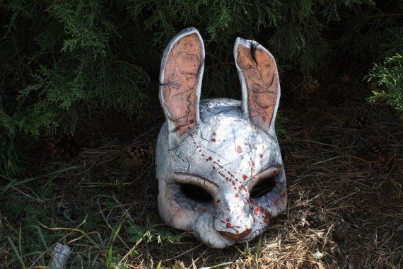 A Dead By Daylight Inspired Huntress Mask Every Time I Paint This Mask I Use Screenshots As A Reference To Be As Accurate T Bunny Mask Huntress Mask Drawing