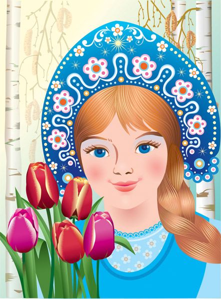 Животные, открытка на 8 марта девушка весна