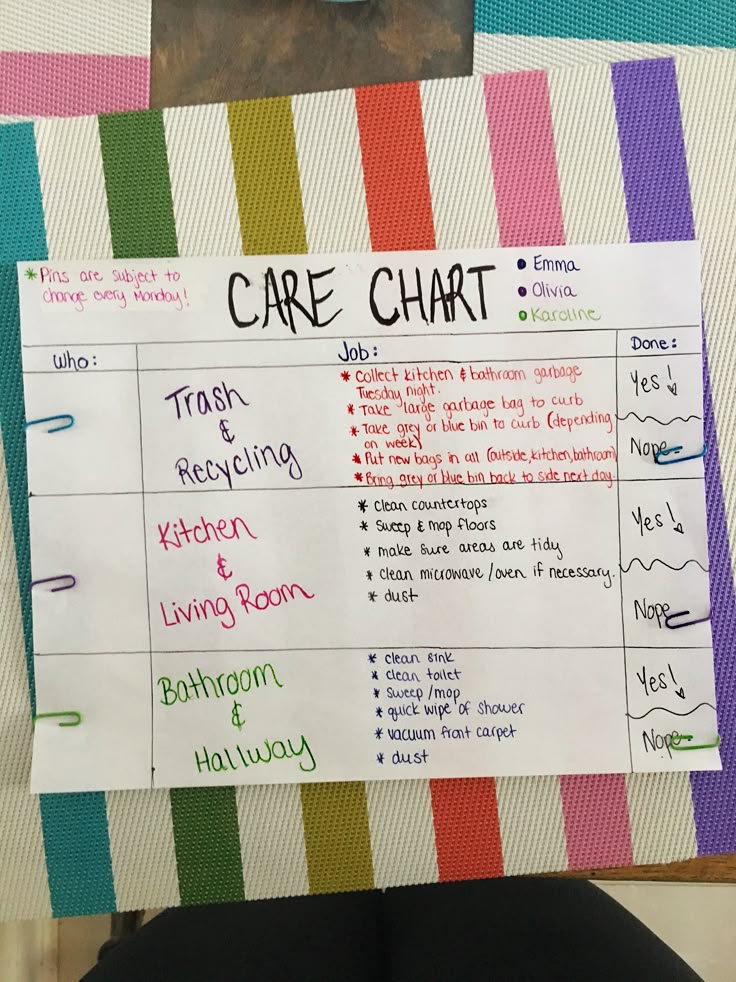 roommate chore charts