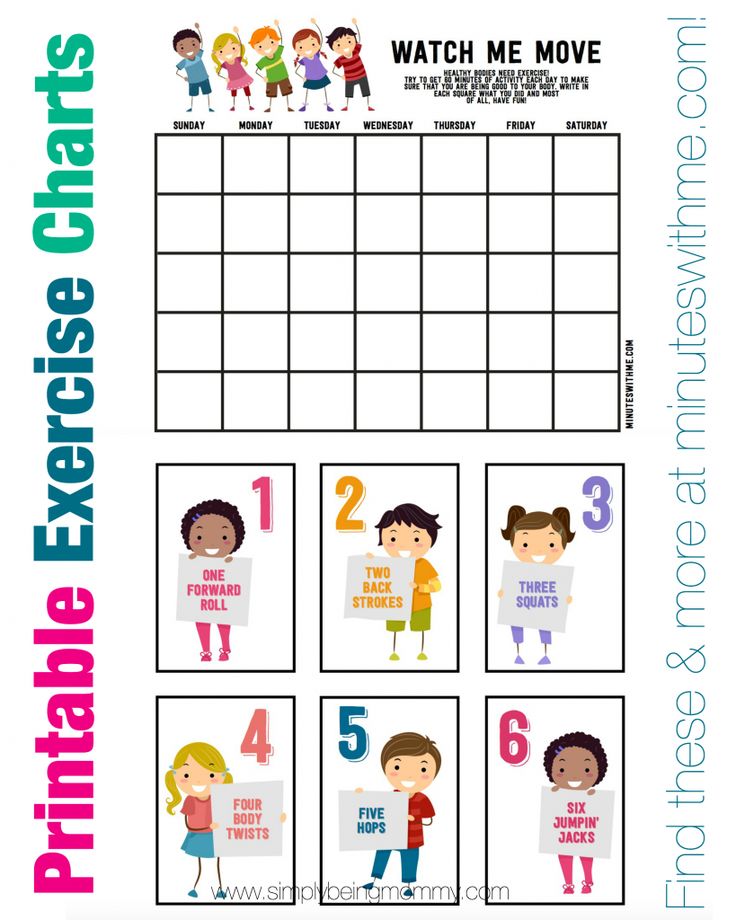 5 fitness tips for kids exercise for kids charts for exercise chart for children