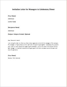 invitation letter for managers to celebratory dinner decline to write a letter of recommendation