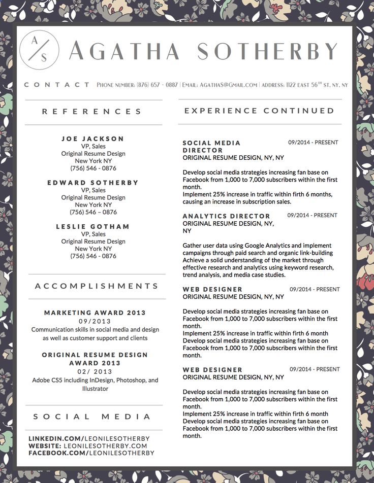 11 Best Agatha Sotherby Resume Template Images On Pinterest