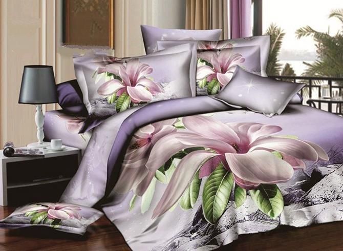 Floral Printing Pink Bedding Set Duvet Quilt Cover+Sheet+Pillow Case Four-Piece Floral Printing Pink Bedding Set Duvet Quilt Cover+Sheet+Pillow Case Four-Piece