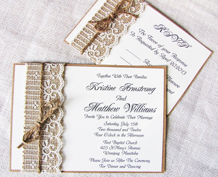 Handmade Rustic Lace And Burlap Wedding Invitation Suite 10000 Via Etsy Handmade Rustic Lace And Burlap Wedding Invitation Suite 10000 Via Etsy