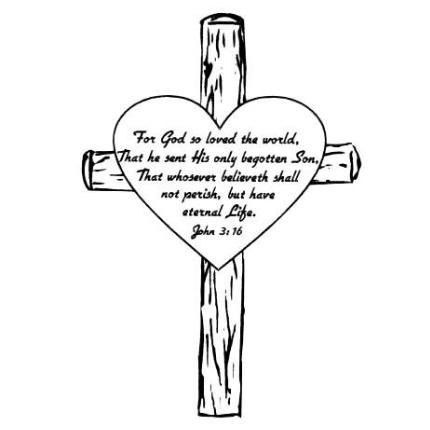 Download John 3-16 in Heart on a Cross, Unmounted Christian bible verse rubber stamp, For God so loved ...
