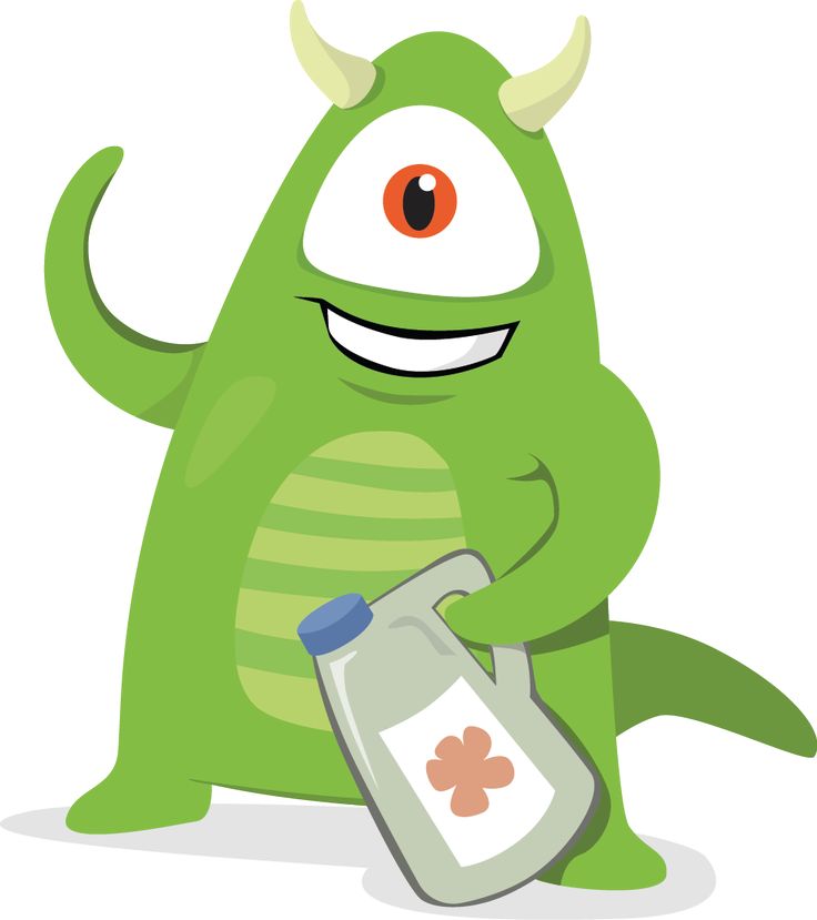 a green monster holding a bottle and smiling