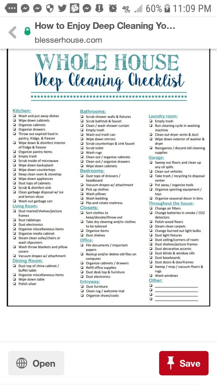 Cleaning Lady Checklist