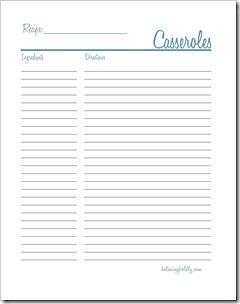 recipe sheets printable