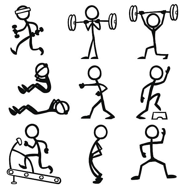 Stickfigure Doing Fitness Related Activities Clases De Dibujo Figura Con Palos Notas De Dibujo