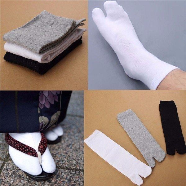 Unisex Japanese Tabi Socks Kimono Geta Clog Flip Flop White Split Toe Cosplay