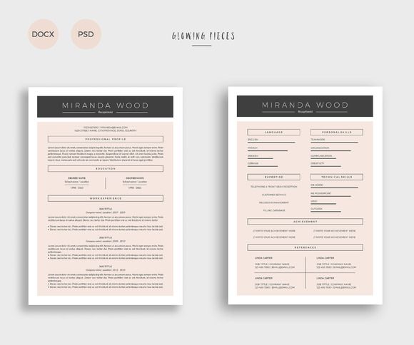 2 Page Resume \ Cover Letter by Glowing Pieces on @creativemarket - 2 page resume 2 Page Resume \ Cover Letter by Glowing Pieces on @creativemarket - 2 page resume