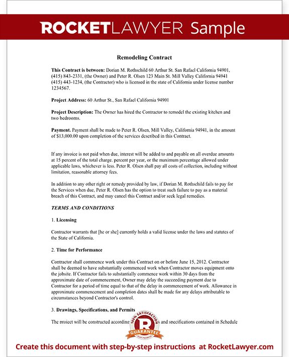 Home Remodeling Contract Form with Sample House Remodel - production contract template Home Remodeling Contract Form with Sample House Remodel - production contract template