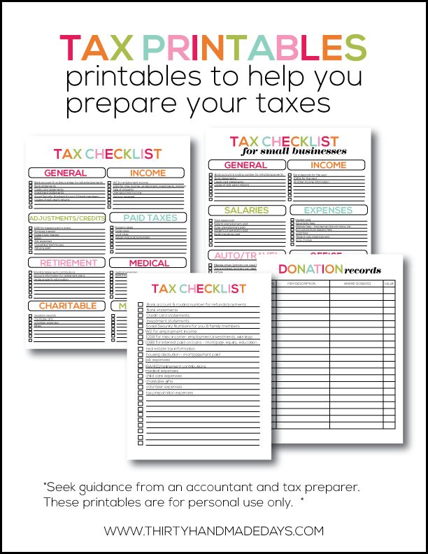 tax diary template