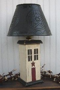 Primitive Lamps Country Lamps Punched Tin Lamp Shades Rusty Star Lamps Wooden Primitive Lamps Country Lamps Punched Tin Lamp Shades Rusty Star Lamps Wooden