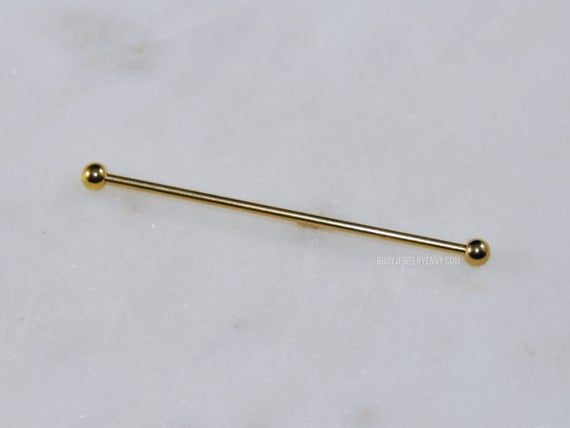 Golden industrial Barbell..Plated Surgical steel..14g..35mm