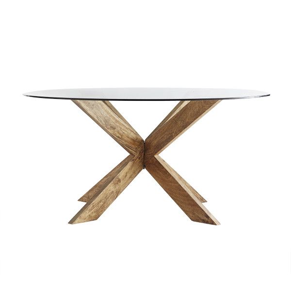 Gasca X Base Table Wisteria Dining Round Glass Dining Table Round, X Base Round Dining Table