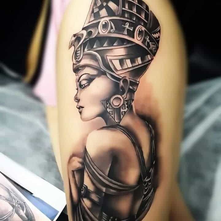 Top 97 Best Nefertiti Tattoo Ideas  2021 Inspiration Guide  Nefertiti  tattoo Egyptian tattoo Queen nefertiti tattoo