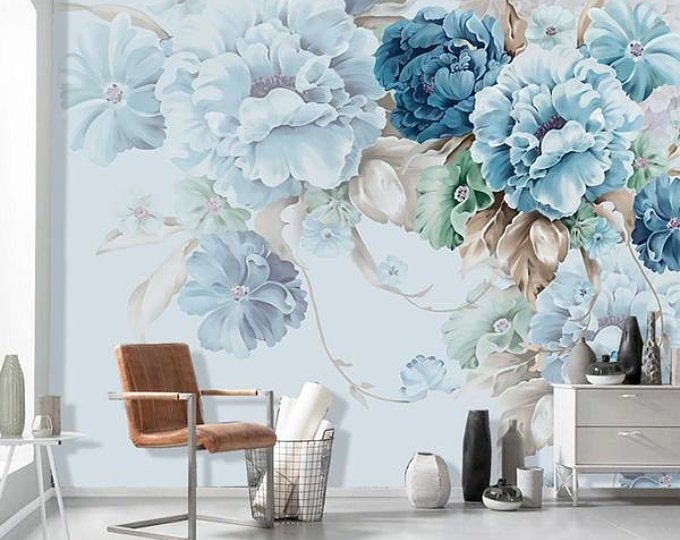 Peel And Stick Removable Wallpaper Lotus Mustard Blue Pink Floral Tangerinetane Walmart Com Mustard Wallpaper Self Adhesive Wallpaper Removable Wallpaper