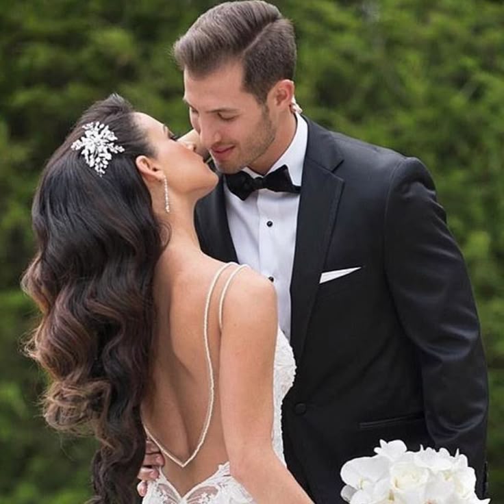 Beautiful couple Hair done by me. Makeup artist @lauren_damelio and headpiece by...