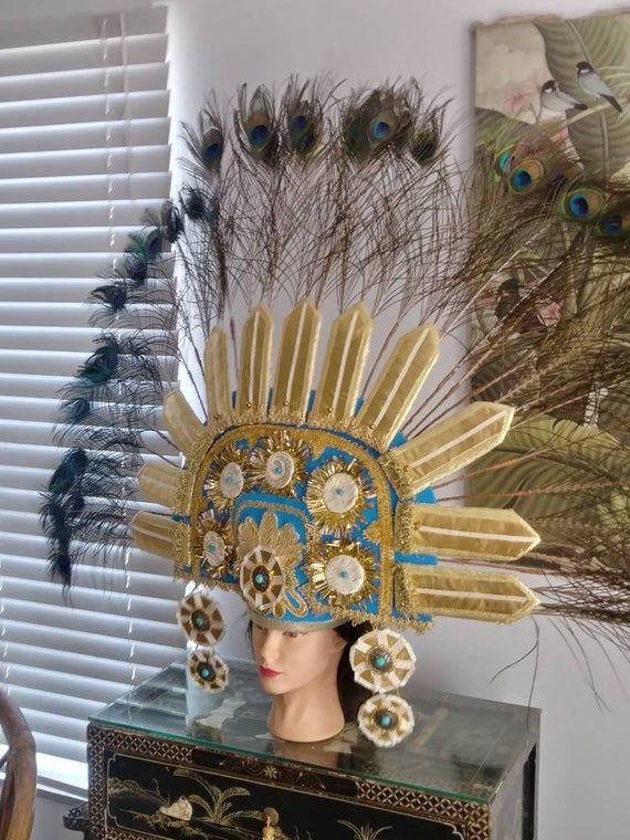 new aztec xochiquetzal goddess costume headdress