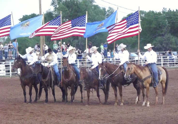 the famous grand entry at the Freedom, Ok PRCA rodeo Rodeo, Team
