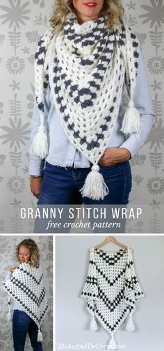 Newsprint Crochet Granny Stitch Shawl - free pattern from