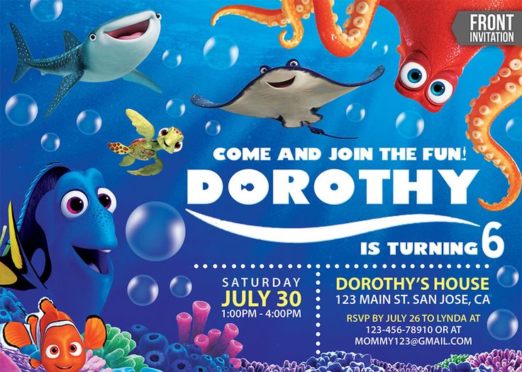 20 Best Finding Dory Party Ideas Images On Pinterest Finding Dory 3 Years And 3rd Birthday Finding Dory Birthday Invitations Template