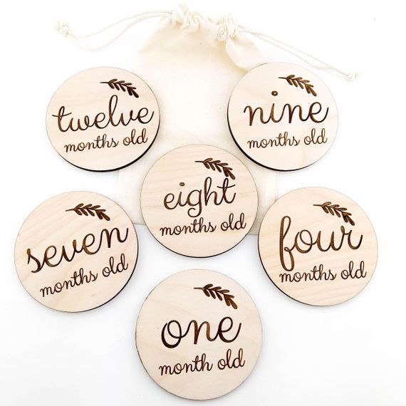 Baby Milestone Cards | Wooden Milestone Plaques | Monthly Milestones | Baby Age ...