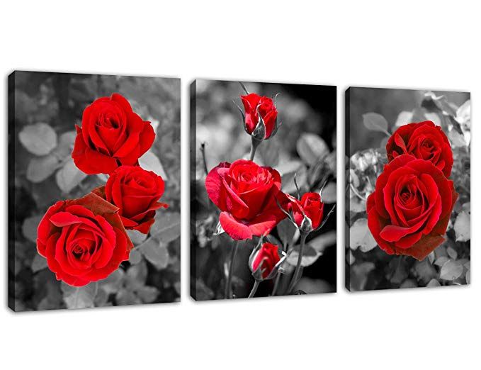 30x30cm Fashion Red Rose Flower Picture Canvas Print Painting Wall Art Decor