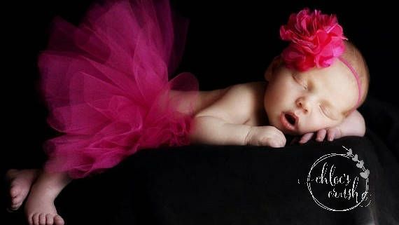 Hot Pink Newborn Tutu Photo Prop with Headband