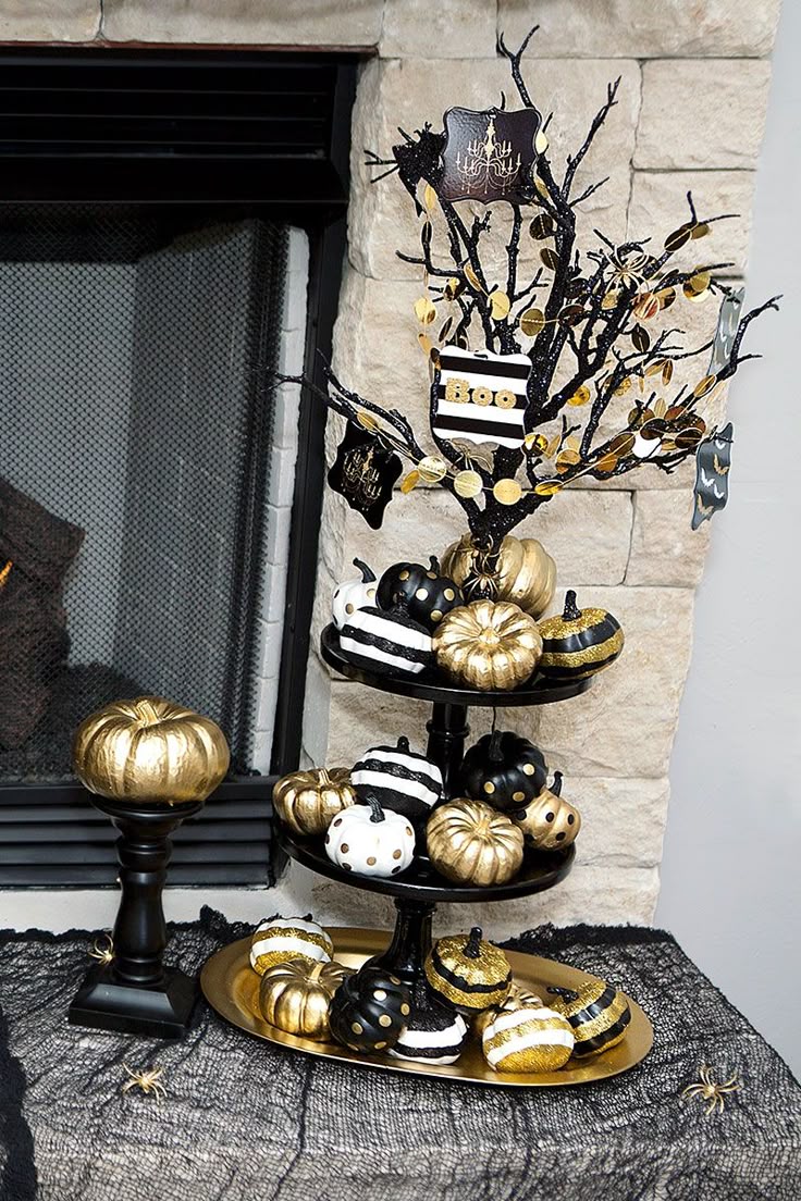 black gold halloween mantel ideas by lillian hope designs