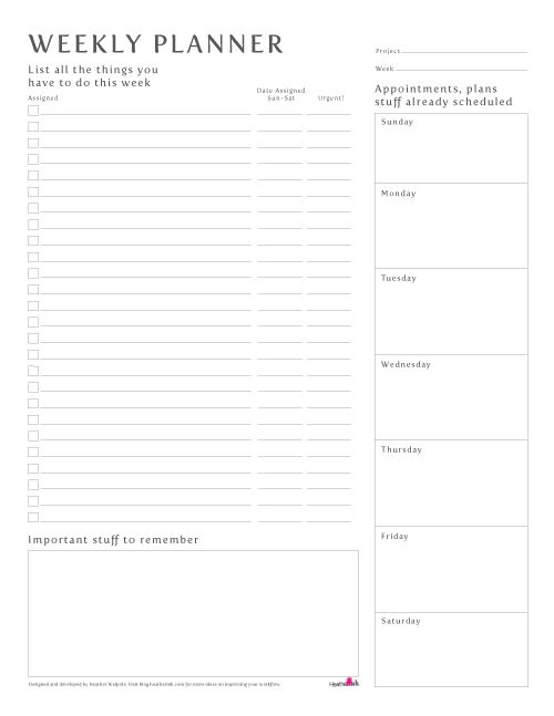 weekly planner freeware