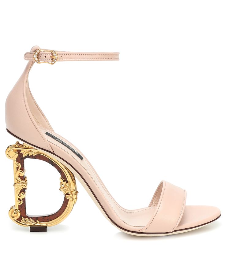 Nappa lambskin leather sandals with Baroque DG Heel in powder pink