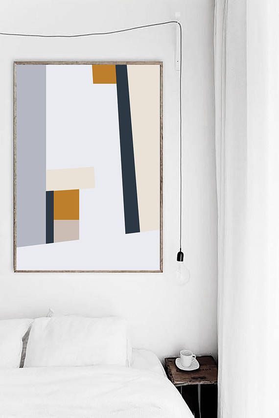 Mid Century Art Print Abstract Geometric Modern Mid Century Art Print Abstract Geometric Modern Prints Light Blue Orange Navy