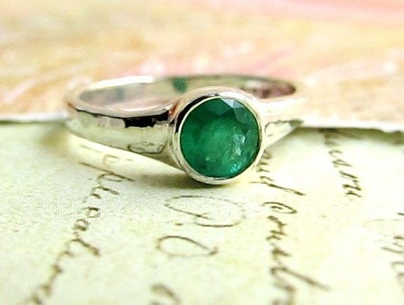 Custom Made Emerald Ring In Rustic Style Gold Band Custom Made Emerald Ring In Rustic Style Gold Band