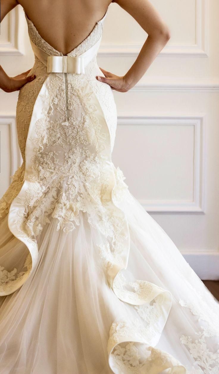 Bridal Gowns Unique Backs Gorgeous Ivory French Lace Wedding Gorgeous Ivory French Lace Wedding Dress With Unique Ruffle Back A Fantasy In 2018 Pinterest Dresses W