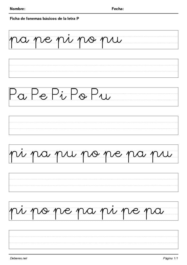thumbnail of Ficha de fonemas basicos de la letra P pauta
