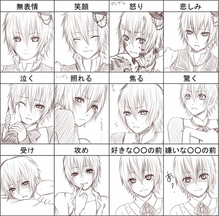 Expression Chart Allan Anime expressions, Face drawing, Drawing face expres...