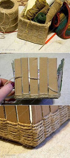 Caixa com papelão e corda