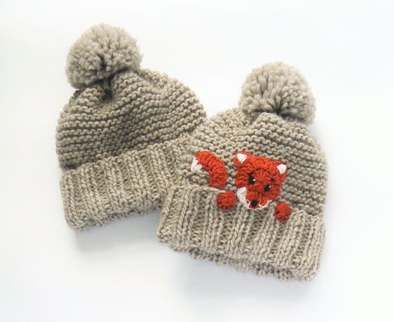 Mommy and Me Matching Hats Fox Hat Knit Hats Mother by 2mice