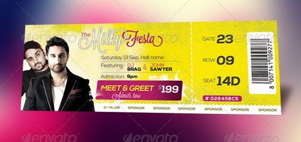 55+ Print Ready Ticket Templates PSD for Various Types of Events Check more at https://www.layerbag.com/55-print-ready-ticket-templates-psd-various-types-events/